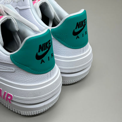 NIKE Air Force 1 PLT.AF.ORM Tapered Toe Shoes Sz Women's 9 White/Pink/Blue FN7180-100