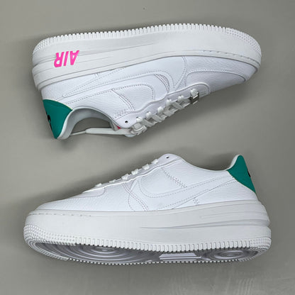 NIKE Air Force 1 PLT.AF.ORM Tapered Toe Shoes Sz Women's 9 White/Pink/Blue FN7180-100